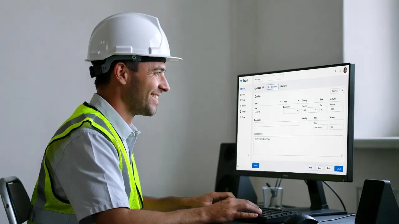 Profesional cotizando materiales con Cotizador